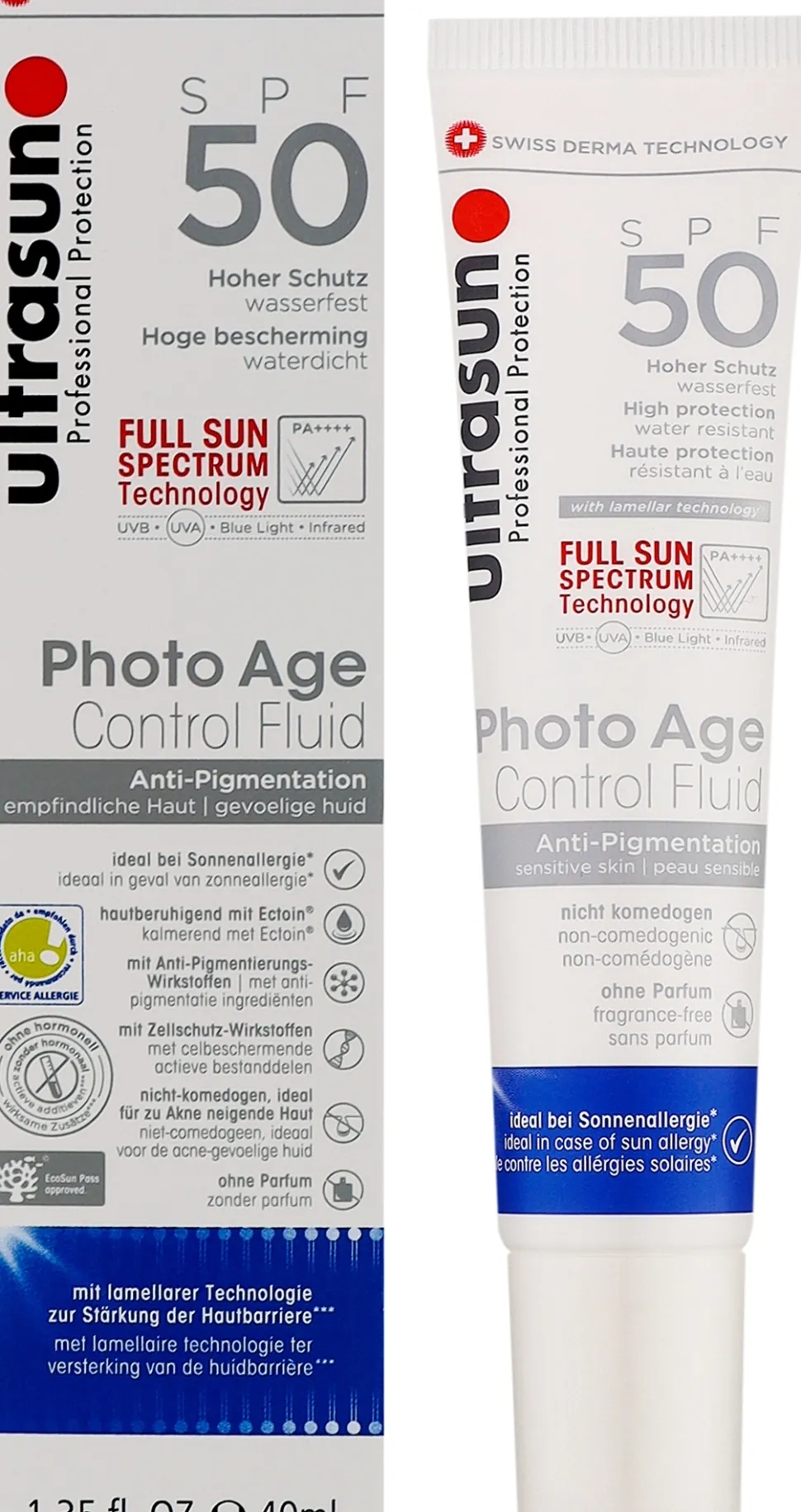 Anti-Aging Sonnenfluid für das Gesicht mit Schutz vor Pigmentierung SPF50