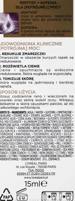 Anti-Aging-Augencreme mit Peptiden und Koffein 60+