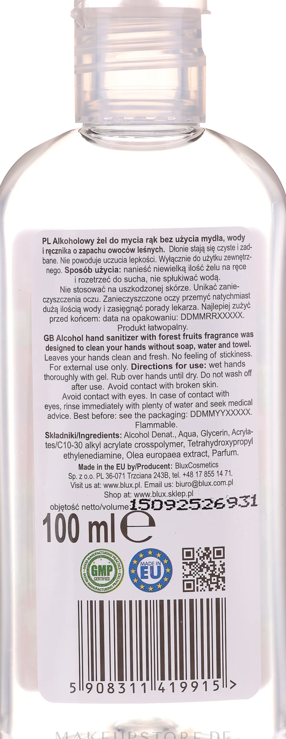 Antibakterielles Handgel mit Alkohol und Wildbeerduft