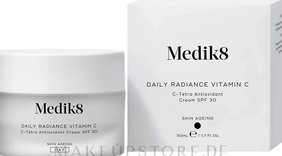 Antioxidative feuchtigkeitsspendende und schützende Anti-Aging Tagescreme mit Vitamin C und Hyaluronsäure für müde Gesichtshaut SPF 30