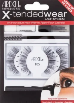 Ardell X-Tended Wear Lash System 105 (lashes/4pcs + clay/1ml + rem/1ml + appl/1pcs + brush/1pcs)