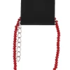 Armband 6403, rot mit weißen Perlen