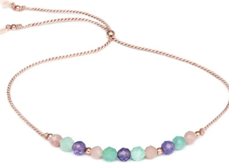 Armband-Schnur mit Amazonit, Amethyst und Angelit