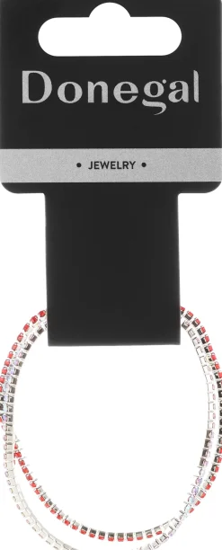 Armbänder mit Zirkonia, 6429, 2 Stück, rot + rosa-weiß