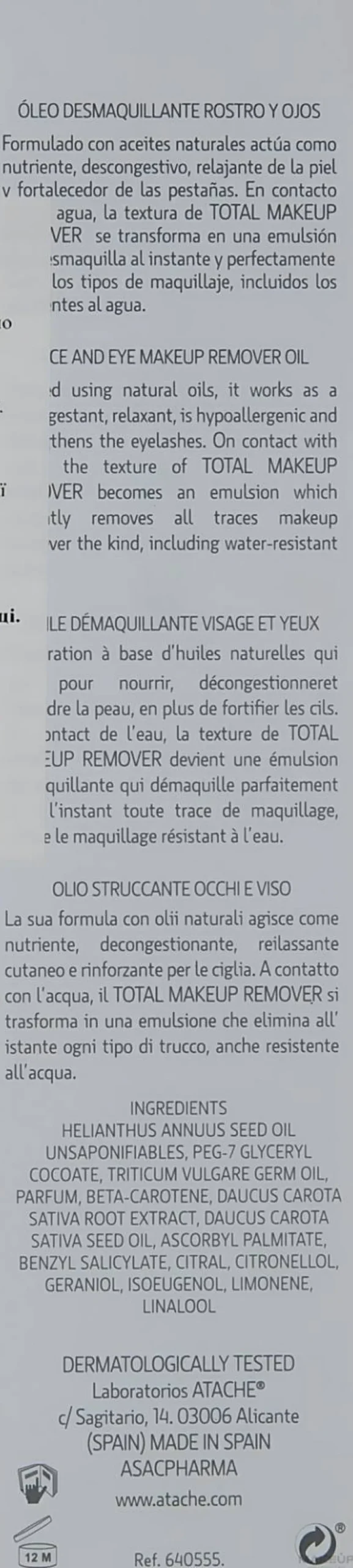 Atache Essentielle Total Make-Up Remover Oil