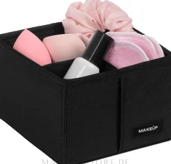 Aufbewahrungs-Organizer mit 4 Fächern schwarz 15x15x10 cm Home