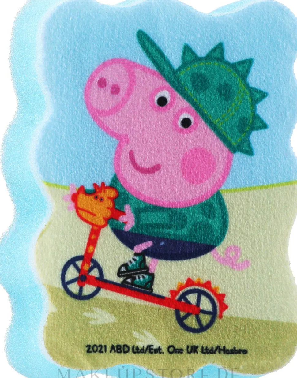 Badeschwamm für Kinder Peppa Pig Georg auf dem Fahrrad blau