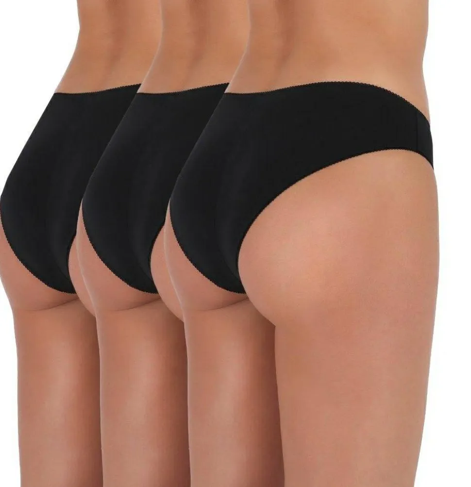 Basic Panties 002, schwarz, 3 Stk. - Brasilslips