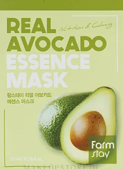 Beruhigende und feuchtigkeitsspendende Tuchmaske mit Avocado-Extrakt