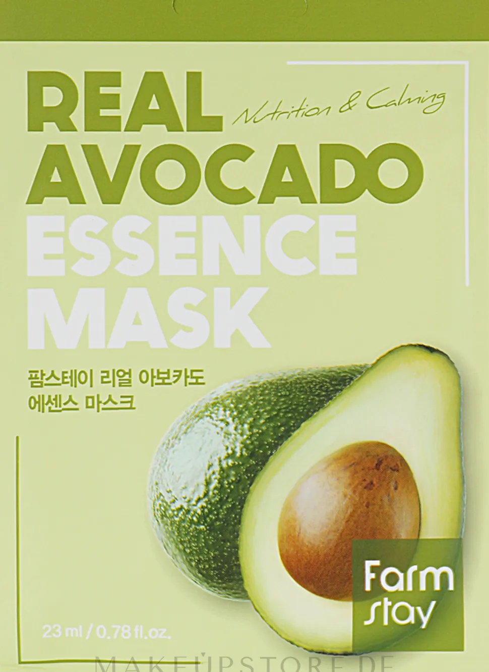Beruhigende und feuchtigkeitsspendende Tuchmaske mit Avocado-Extrakt