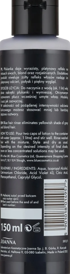 Blaue Tönungsspülung für aufgehellte, blonde und graue Haare