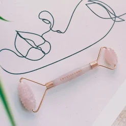 3D Gesichtsmassage-Roller aus Rosenquarz