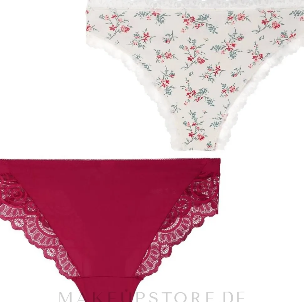 Damenunterhosen Limitierte Auflage, rosa/weiß mit Blumenmuster, 2 Stück