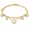 Doppeltes Armband aus chirurgischem Stahl „Klee“