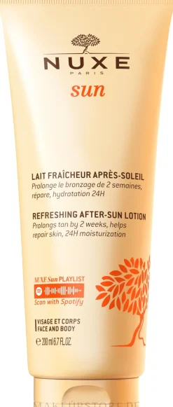 Erfrischende After-Sun-Milch für Gesicht und Körper mit aquatischen und sonnigen Blumen
