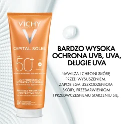 Erfrischende und feuchtigkeitsspendende Sonnenschutzmilch für Gesicht und Körper SPF 50+