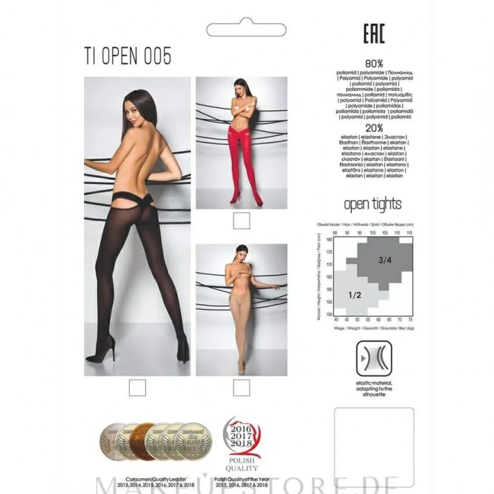 Erotische Strumpfhose mit Ausschnitt Tiopen 005 60 Den nero
