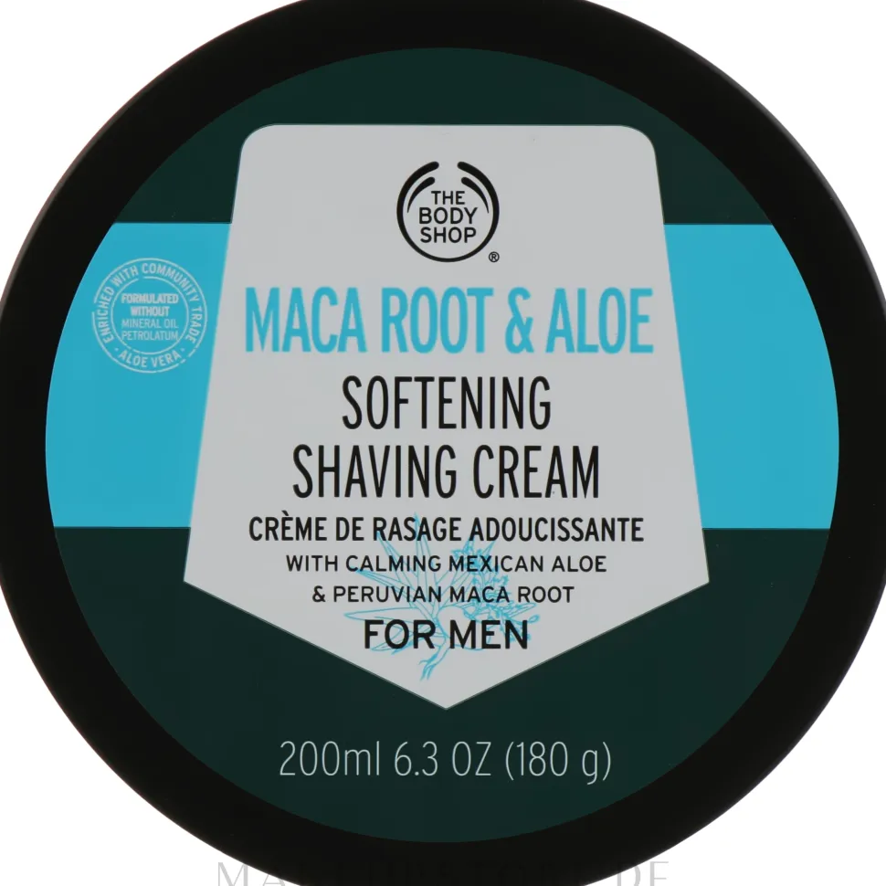 Erweichende Rasiercreme für Männer mit Maca Wurzel und Aloe