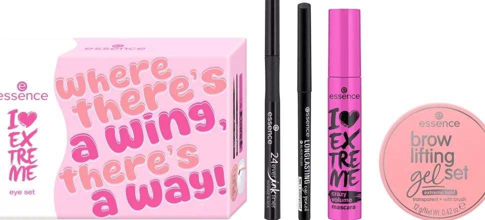 Essence I Love Extreme Augen Set (Mascara/12ml + Liner/1.2ml + Augen/Schminkstift/0.28g + B/Gel/12ml)