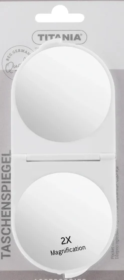 Faltbarer Spiegel, rund, 14x6 cm, weiß