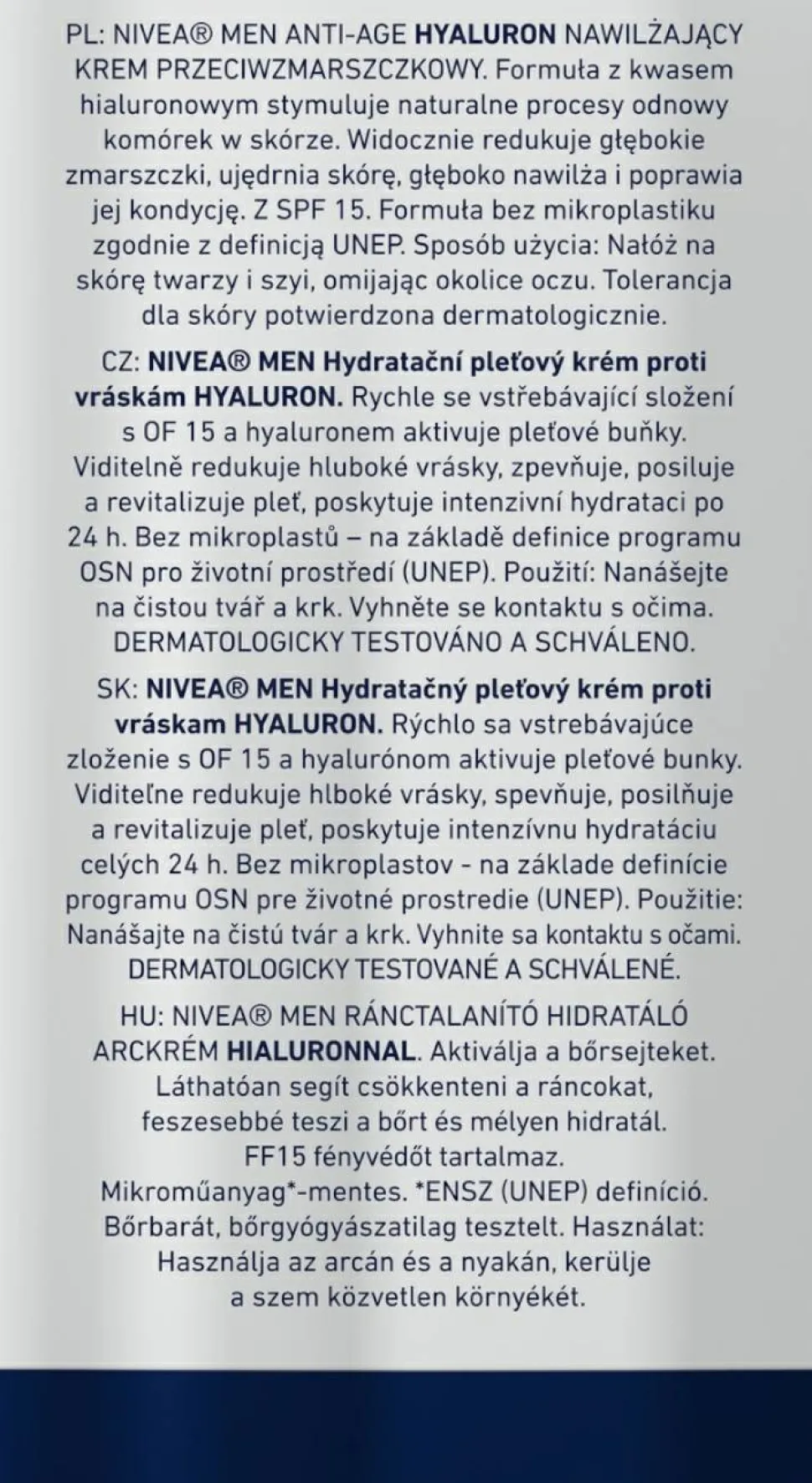 Feuchtigkeitsspendende Anti-Aging Gesichtscreme mit Hyaluronsäure für alle Hauttypen SPF 15