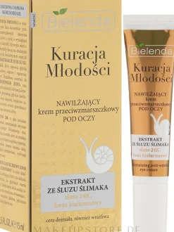 Feuchtigkeitsspendende Augencreme mit Hyaluronsäure, Schneckenschleim-Extrakt und Gold