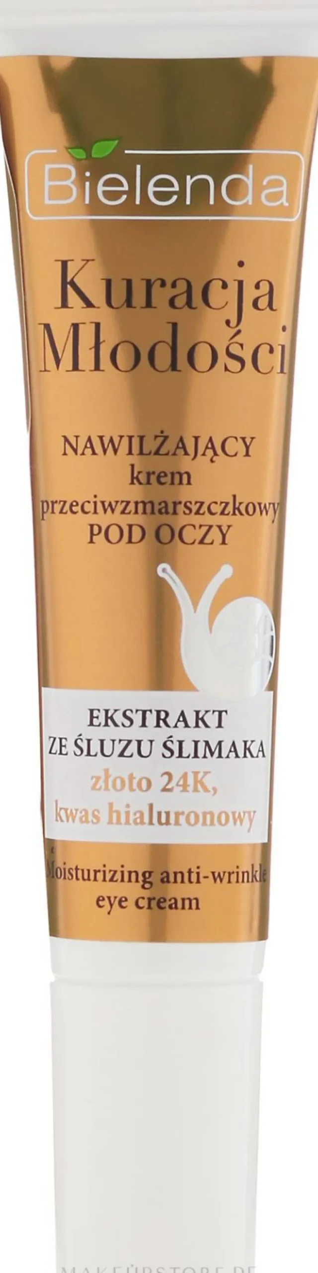Feuchtigkeitsspendende Augencreme mit Hyaluronsäure, Schneckenschleim-Extrakt und Gold