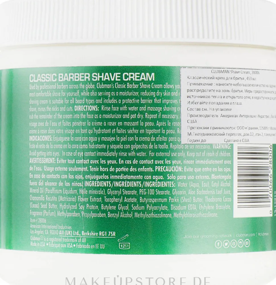 Feuchtigkeitsspendende Rasiercreme