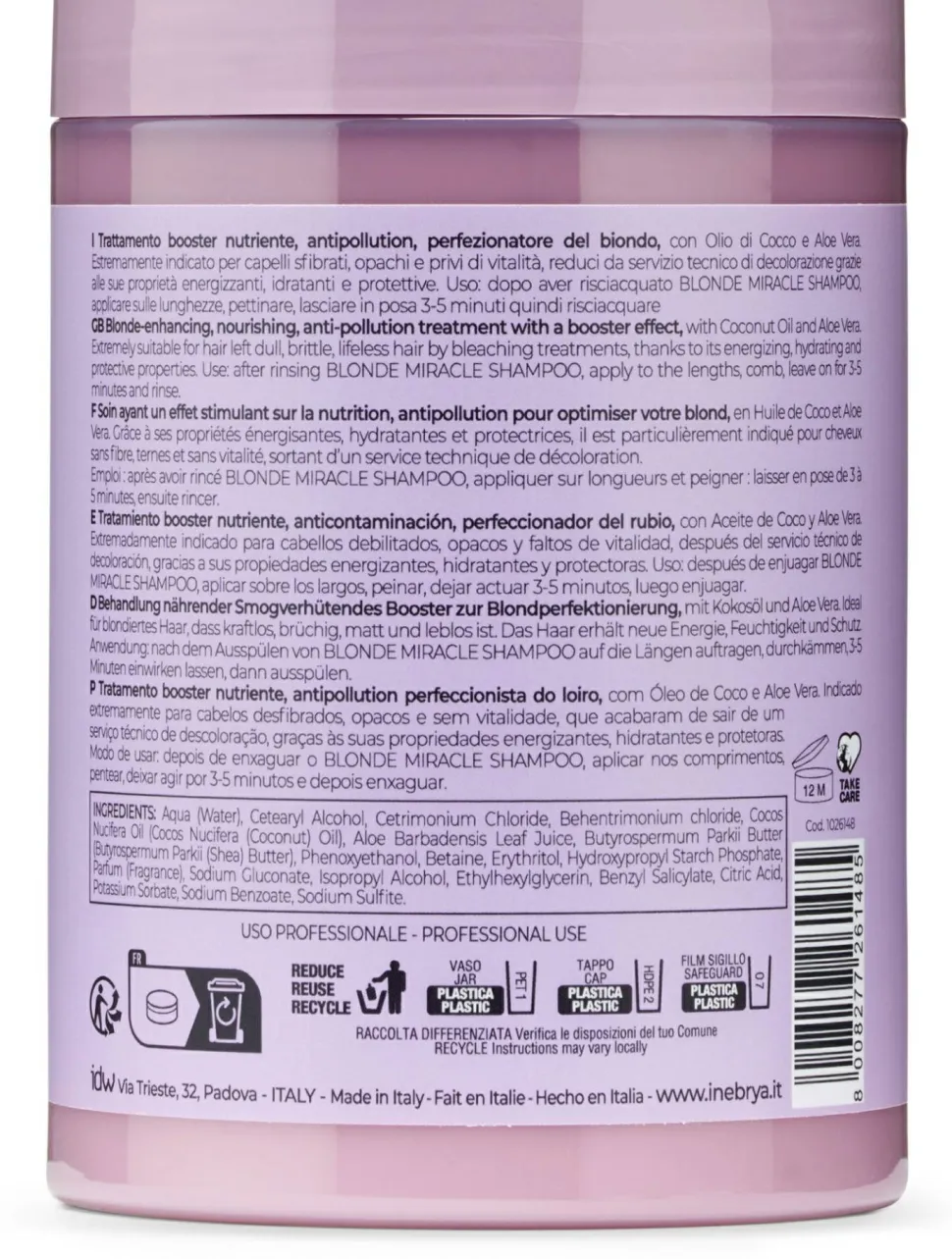 Feuchtigkeitsspendende und energetisierende Maske mit Kokosnussöl und Aloe Vera für glänzendes blondes Haar