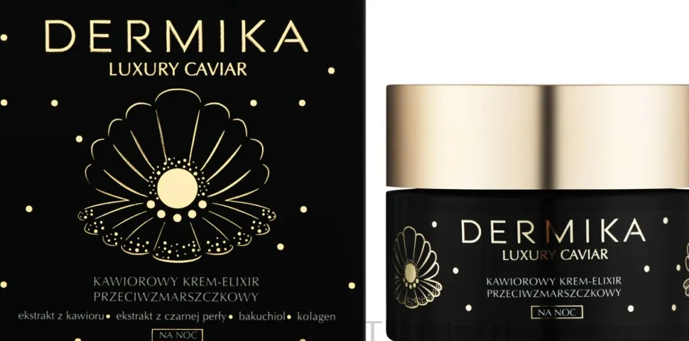 Feuchtigkeitsspendendes Anti-Falten Nachtcreme-Elixier für das Gesicht mit Kaviar- und Perlen-Extrakt, Bakuchiol und Kollagen