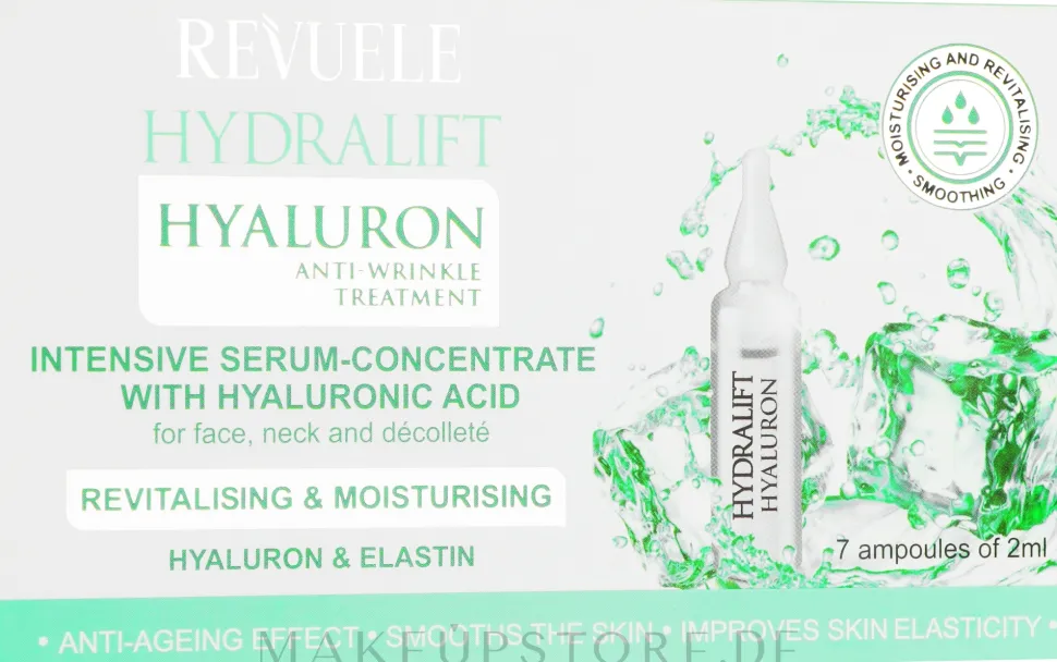 Feuchtigkeitsspendendes Anti-Aging Serum-Konzentrat als Ampulle mit Hyaluronsäure für Gesicht, Hals und Dekolleté