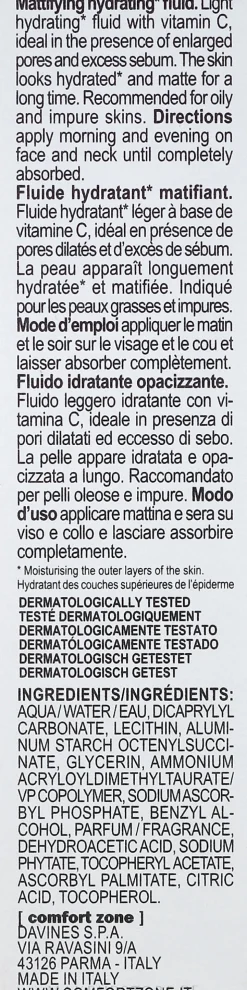 Feuchtigkeitsspendendes und mattierendes Gesichtsfluid mit Vitamin C
