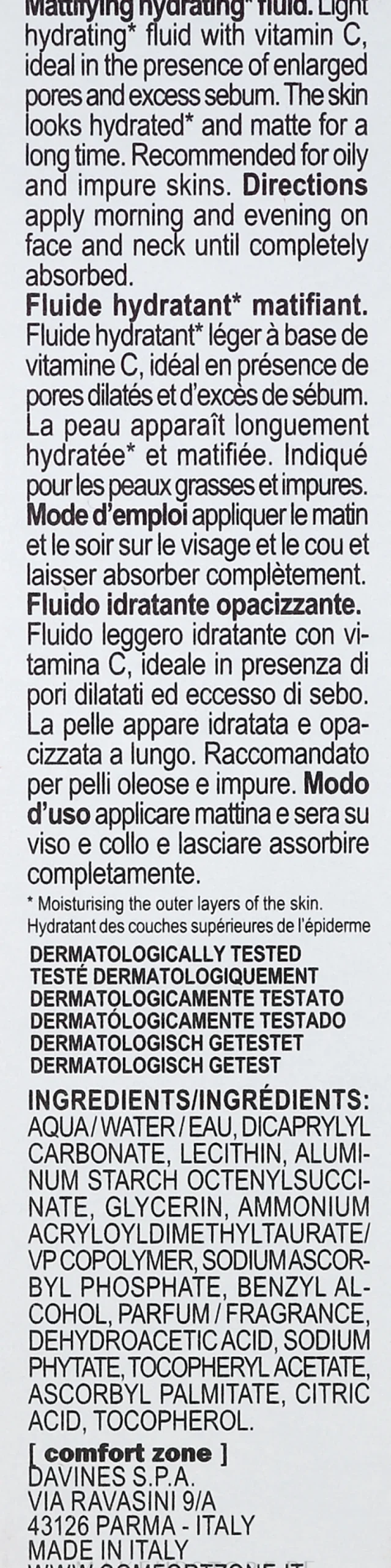 Feuchtigkeitsspendendes und mattierendes Gesichtsfluid mit Vitamin C