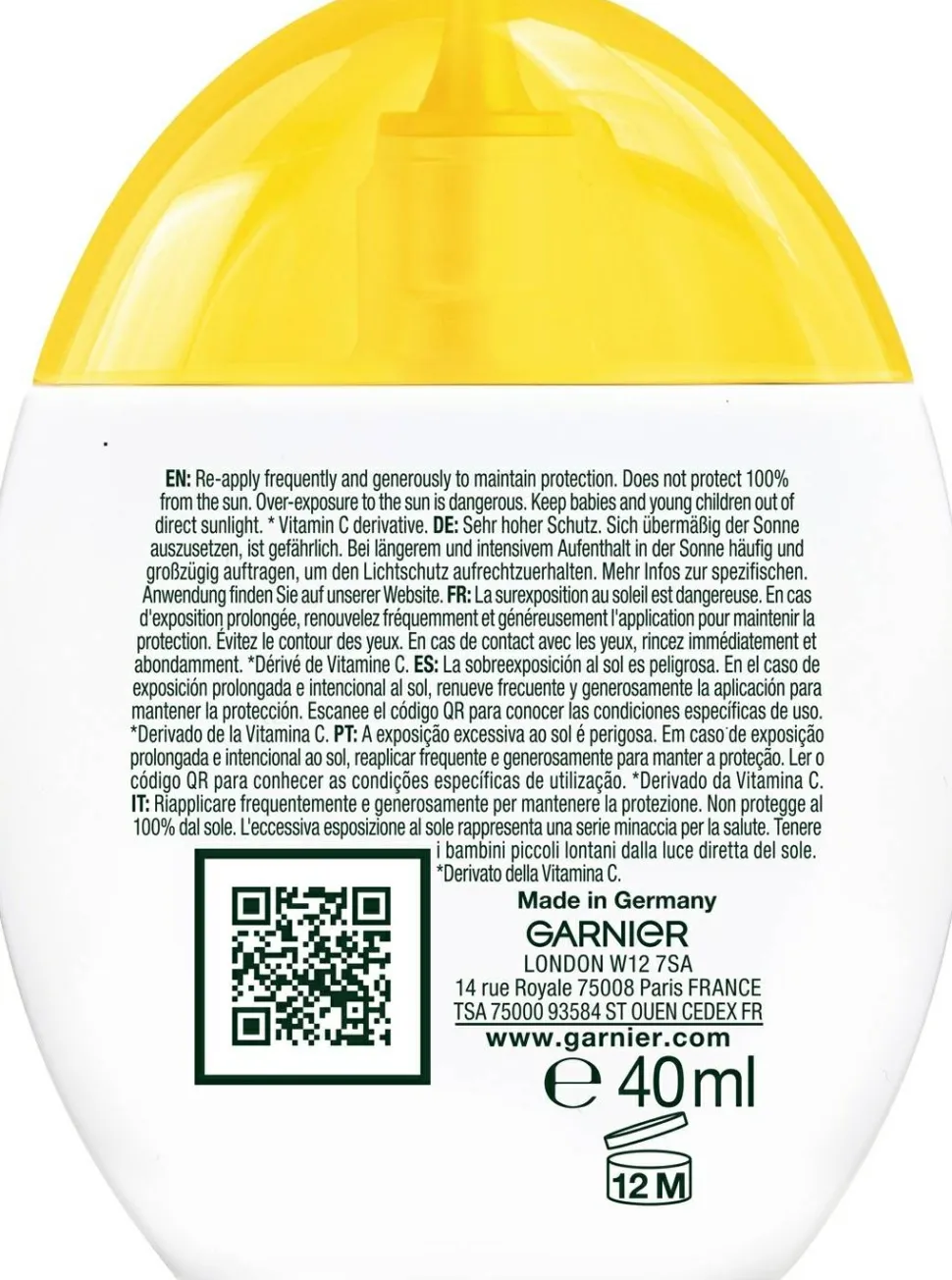 Flüssige Foundation mit Vitamin C für das Gesicht mit SPF50 Schutz, Farbton hell