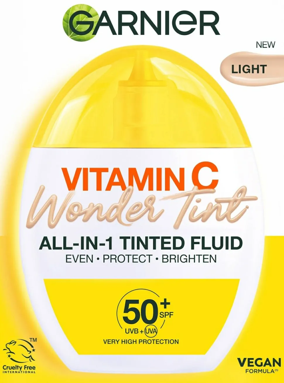Flüssige Foundation mit Vitamin C für das Gesicht mit SPF50 Schutz, Farbton hell