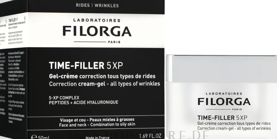Gel-Creme zur Faltenkorrektur für gemischte bis fettige Gesichtshaut mit Zink, Tripeptid, Hyaluronsäure und Meeres-Christe