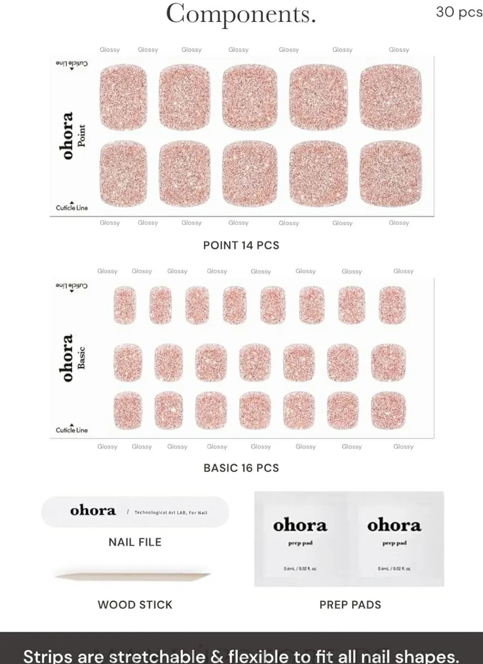 Gel-Nagel Aufkleber-Set für Zehennägel