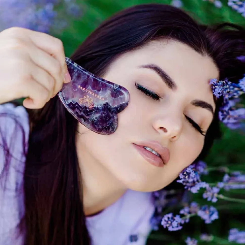Gesichtsmassage-Platte aus Amethyst