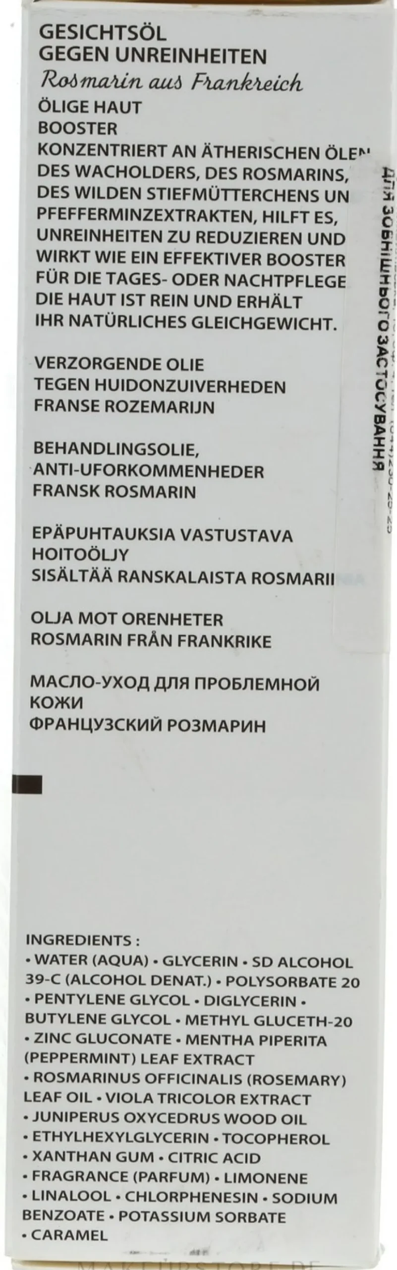 Gesichtspflegeöl gegen Unvollkommenheiten für fettige Haut mit französischem Rosmarin