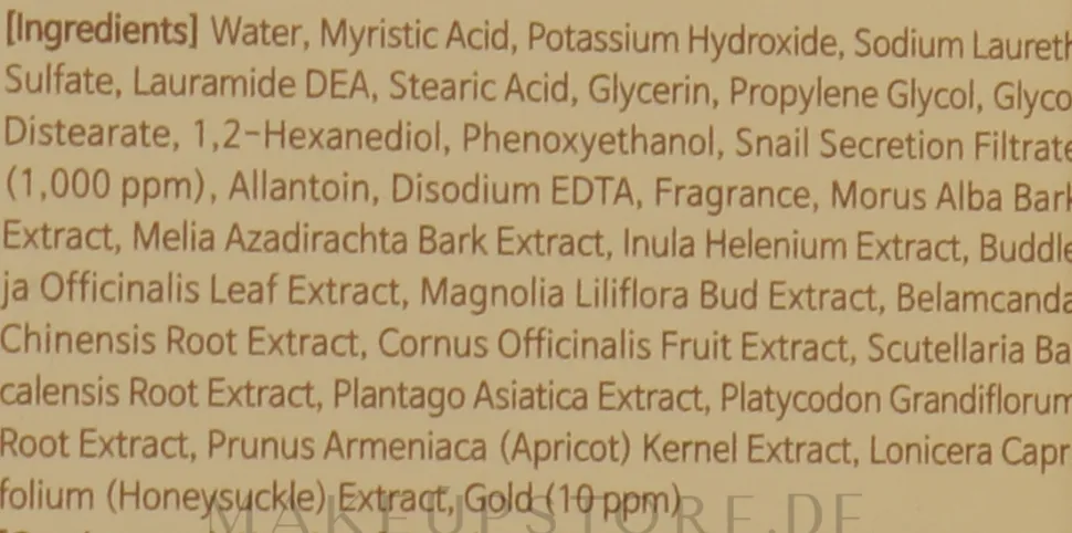 Gesichtsreinigungsschaum mit Schneckenschleim und 24K Gold