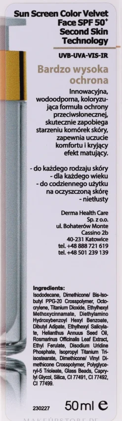 Getönte Sonnenschutzcreme für das Gesicht SPF 50+