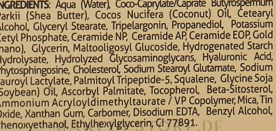 Glättende und feuchtigkeitsspendende Anti-Falten Creme für die Augenpartie mit Ceramiden, 24K Gold und Hyaluronsäure für reife und empfindliche Haut