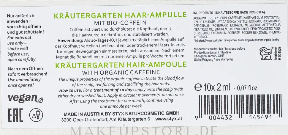 Haarampullen mit Bio Coffein