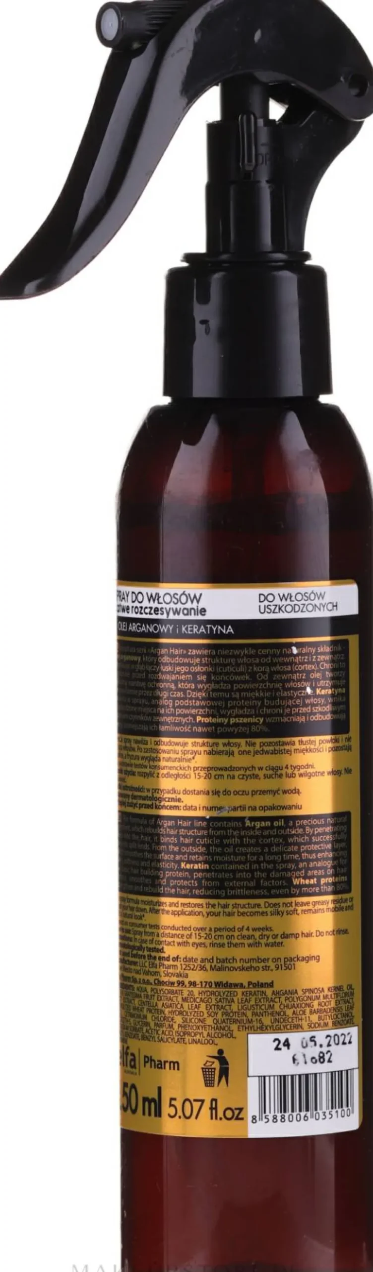 Haarspray mit Arganöl und Keratin für geschädigtes Haar
