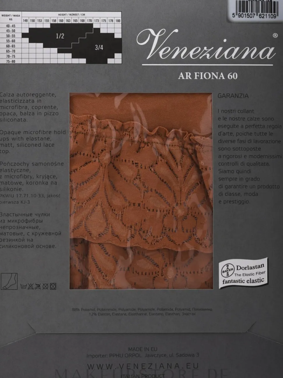 Halterlose Damenstrümpfe mt Spitzenbad Ar Fiona 60 Den terracota