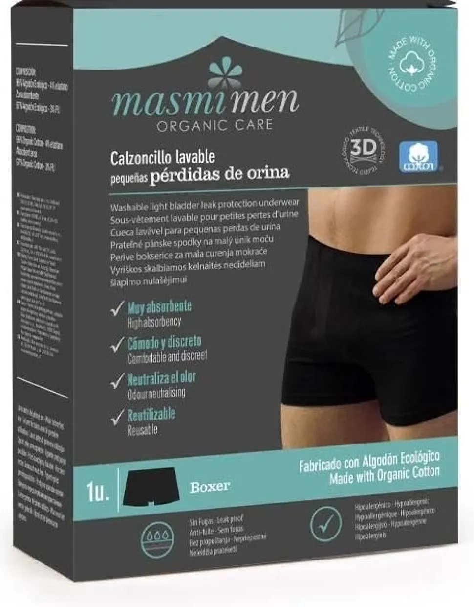 Herren Urologische Boxershorts, schwarz