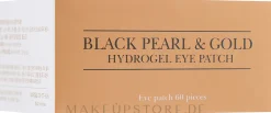 Hydrogel-Augenpatches mit Gold und mit schwarzen Perlen