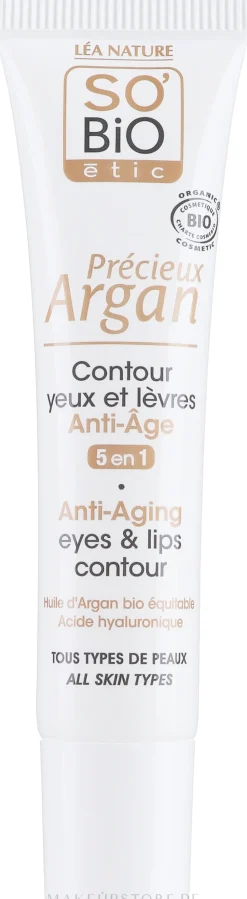 5in1 Anti-Aging Augen- und Lippenkonturcreme mit Bio Arganöl und Hyaluronsäure