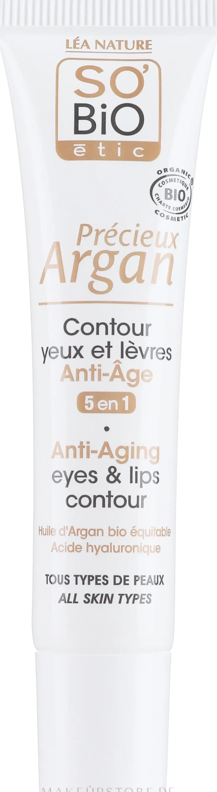 5in1 Anti-Aging Augen- und Lippenkonturcreme mit Bio Arganöl und Hyaluronsäure