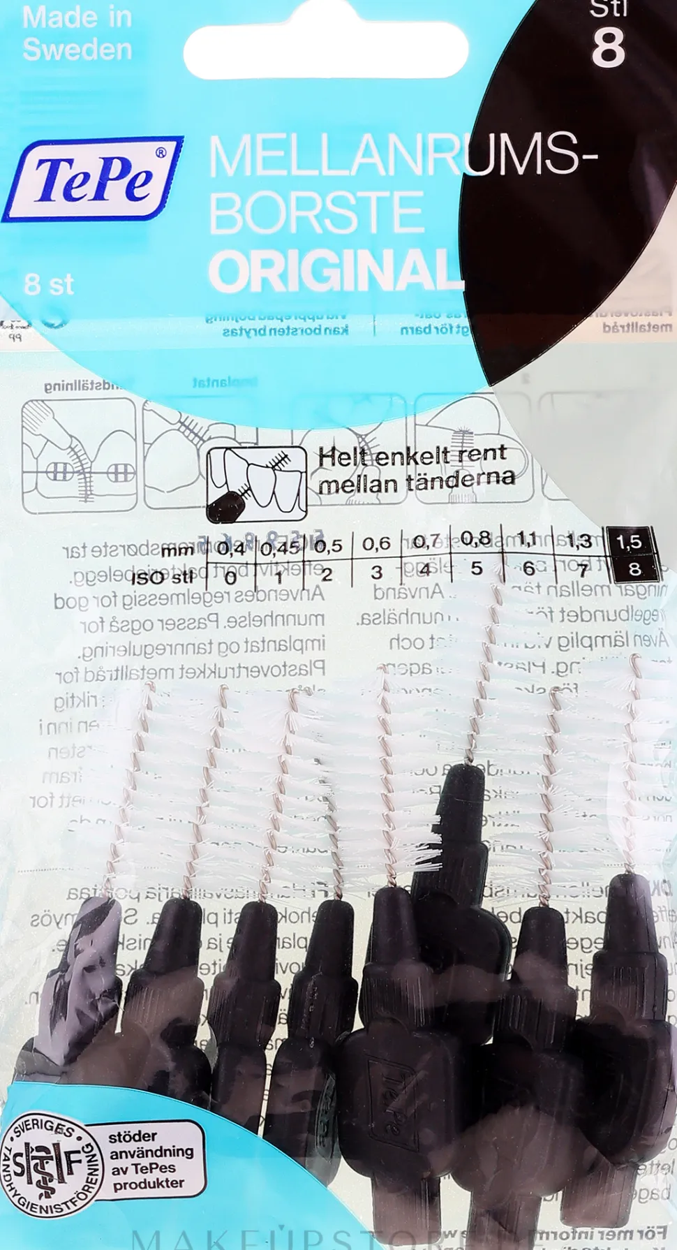 Interdentalzahnbürsten 1,5 mm schwarz 8 St.